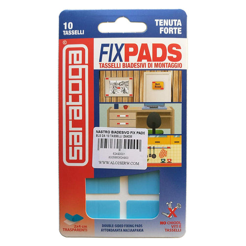 FIX PADS 10 tasselli trasparenti biadesi di montaggio da 2x4cm a tenuta forte