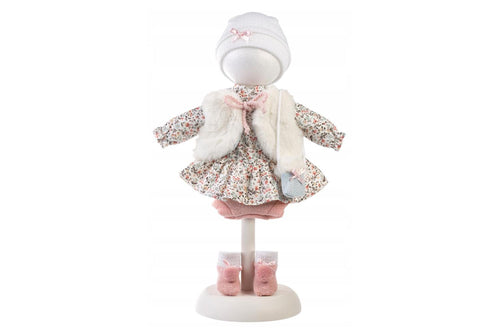 Abito gilet pelliccia e vestito fiori 35cm