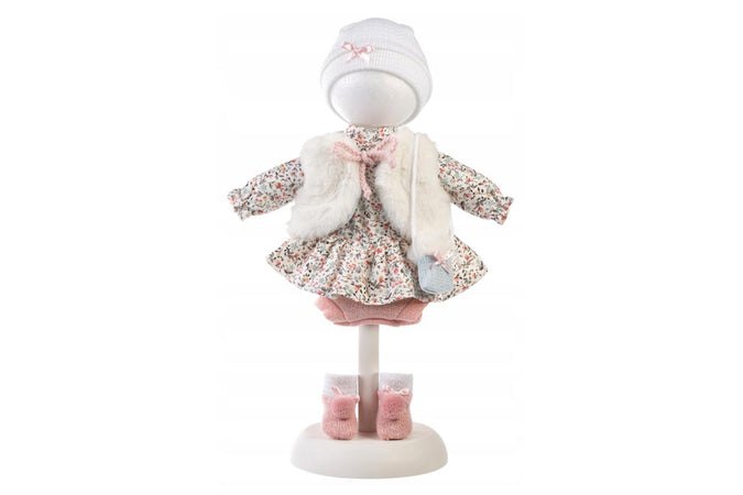 Abito gilet pelliccia e vestito fiori 35cm