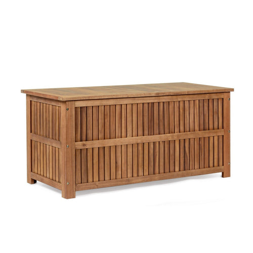 Baule contenitore Noemi porta cuscini in legno di acacia con finitura ad olio da 130 cm
