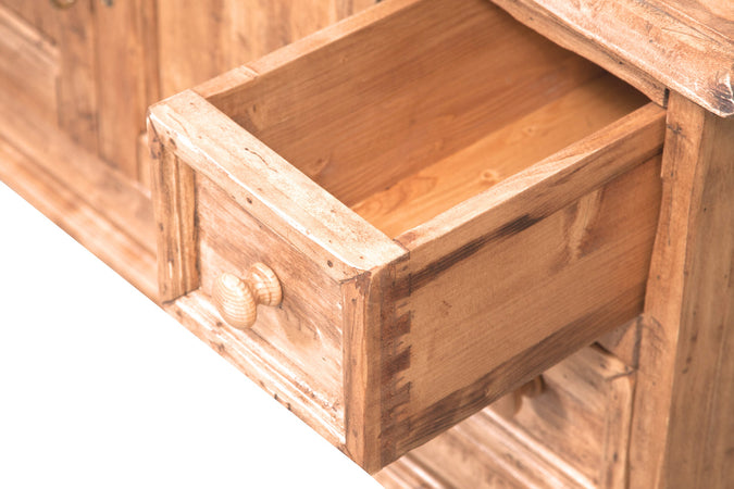 Biscottini Mobile porta tv Country in legno massello di tiglio finitura naturale Made in Italy