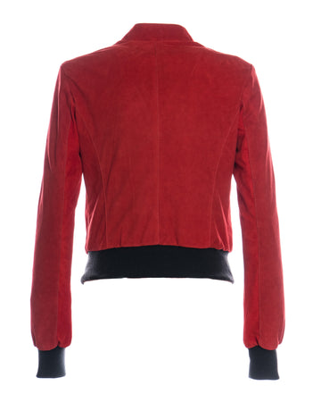 Timberly - Bomber Donna Rosso in vera pelle camoscio