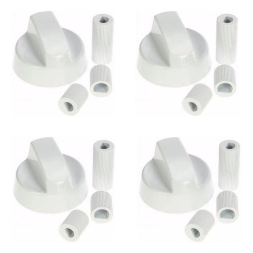 MANOPOLA UNIVERSALE PER CUCINA A GAS BIANCHE INNESTO 6 -7 - 8 MM 4 PEZZI