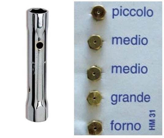 5 UGELLI+ CHIAVE A TUBO 6 / 7 GAS METANO CUCINE GAS IGNIS WHIRLPOOL ILVE 2 MEDI