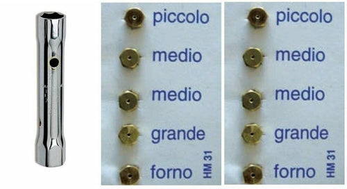 10 UGELLI UNIVERSALI A GAS BOMBOLA GPL CUCINE GAS + CHIAVE A TUBO 6 / 7 2 MEDI
