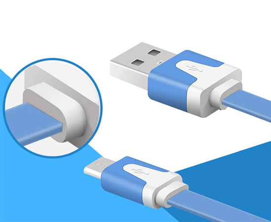 Cavo Flat USB AM a Micro USB M Azzurro 1m