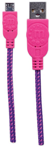 Cavo Micro USB Guaina Intrecciata USB2.0 A M/MicroB M 1m Viola/Fucsia