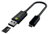 Cavo USB OTG Micro B / USB A con Lettore Micro SD/SDHC 26cm Nero