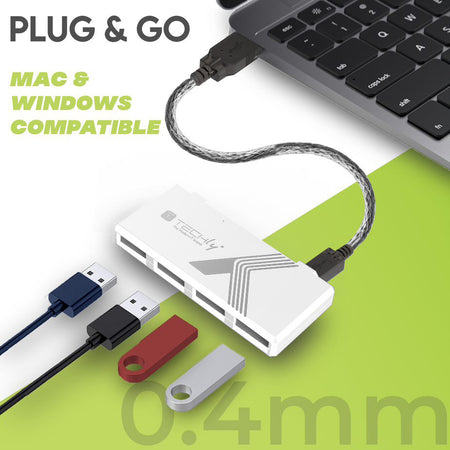 Mini Hub USB Hi Speed 4 Porte Bianco