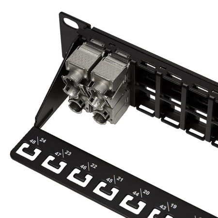 Pannello Patch 48 Posti 1HE Keystone Slim Senza Frutti Nero