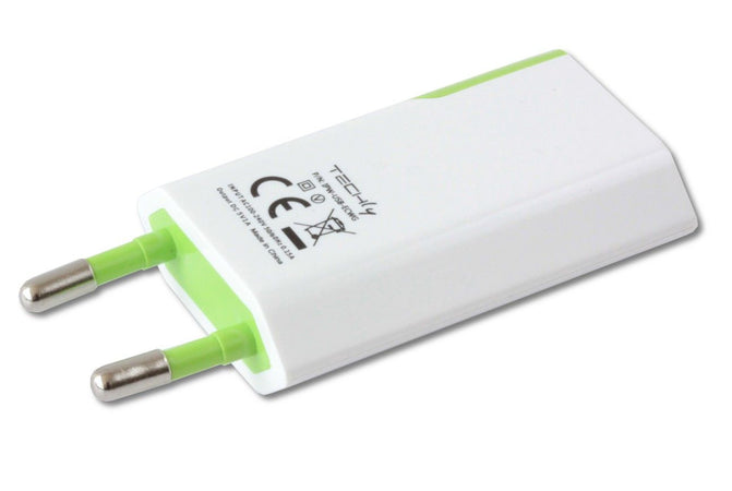 Caricatore USB 1A Compatto Spina Europea Bianco/Verde