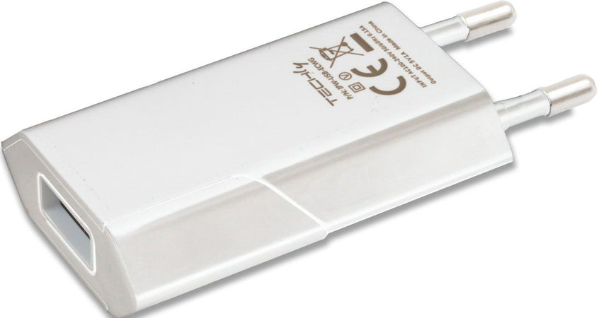 Caricatore USB 1A Compatto Spina Europea Bianco