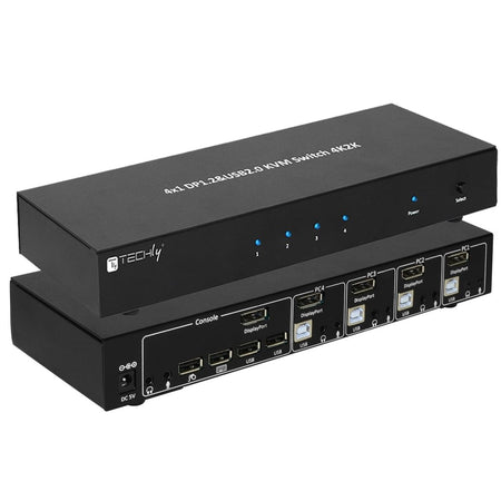 Switch KVM DisplayPort 1.2 e USB 2.0 4 porte con hub e audio