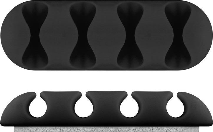 Set 2 Fermacavo da Scrivania a quattro posti Nero