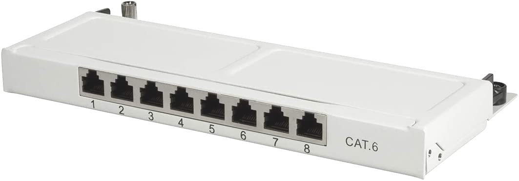 Mini Panello Patch Cat.6, schermato, 0,5U, 8 Porte, Grigio