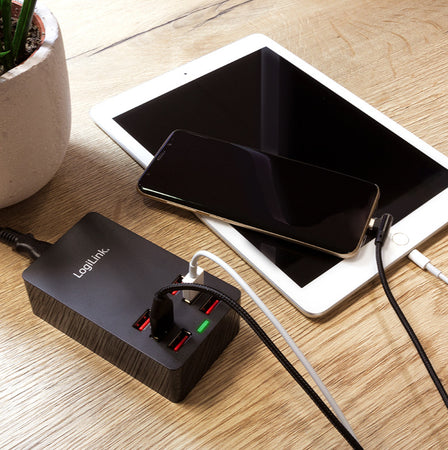 Caricatore da Tavolo a 6 porte USB 32W Nero