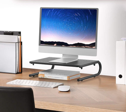 Stand Supporto da Scrivania per Monitor Notebook in Metallo 370mm Nero