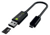 Cavo USB OTG Micro B / USB A con Lettore Micro SD/SDHC 26cm Nero