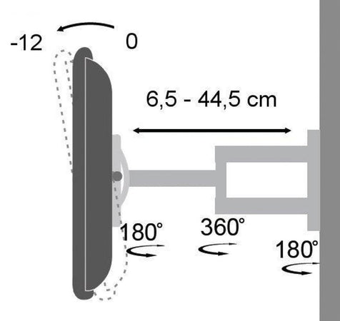 Supporto a Muro per TV LED LCD 19-37'' Inclinabile 3 Snodi Bianco