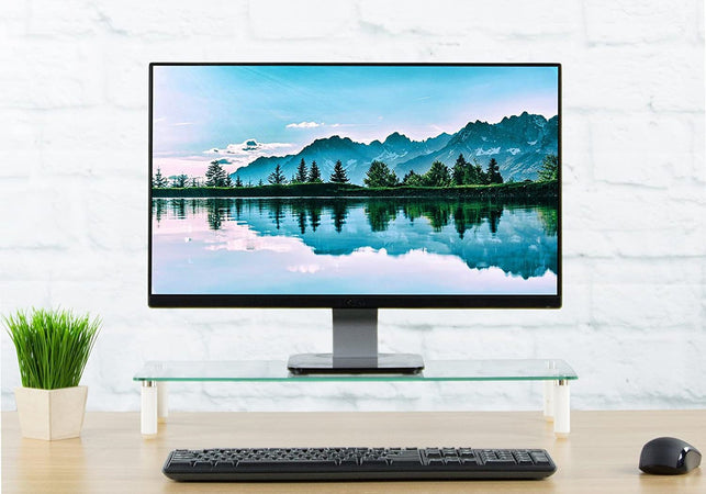 Ripiano Universale in Vetro Trasparente per Monitor Laptop Notebook