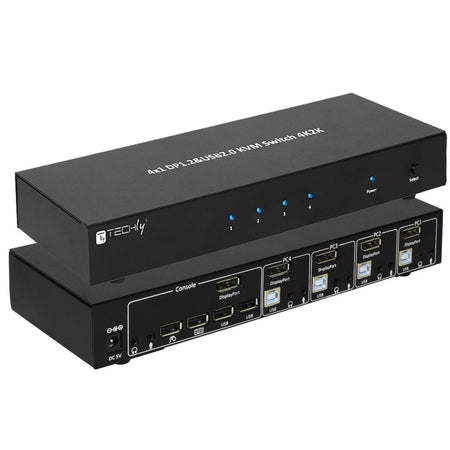 Switch KVM DisplayPort 1.2 e USB 2.0 4 porte con hub e audio