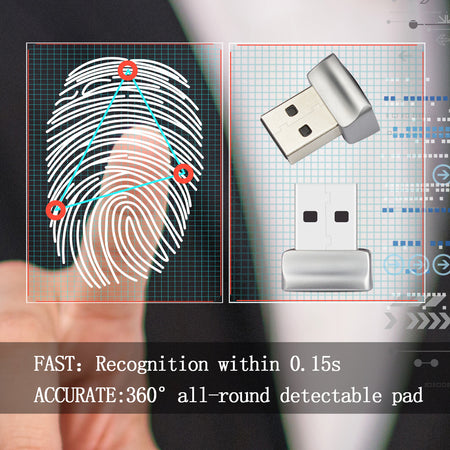 Lettore di Impronte Digitali Fingerprint USB 2.0 con Sensore a 360 gradi