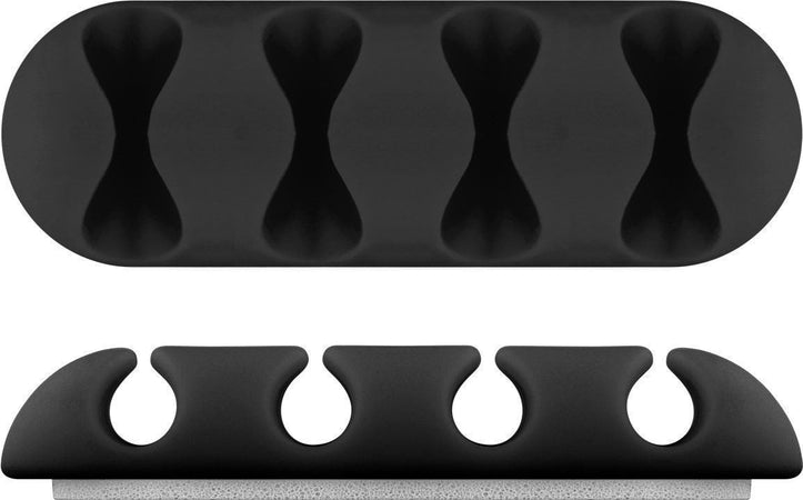 Set 2 Fermacavo da Scrivania a quattro posti Nero