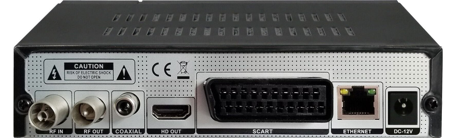 Decoder Ricevitore Digitale Terrestre DVB-T/T2 H.265 HEVC 10bit Metallo con Telecomando Universale 2 in 1 con Alimentatore 12V