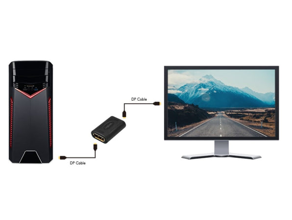 Extender Ripetitore DisplayPort DP F a DP F UHD 8K@60Hz Nero