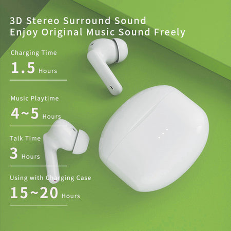 Auricolari Wireless BT v5.1 Cancellazione del Rumore con Custodia di Ricarica 2 in 1