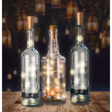 Confezione da 3pz Catena Luminosa per Bottiglie da 10 LED con Timer