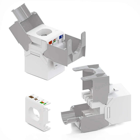 Frutto Keystone RJ45 Cat.6A UTP Tool-Free Bianco Grigio