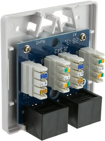 Presa a Muro con 2 Frutti RJ45 Cat.6 UTP Beige