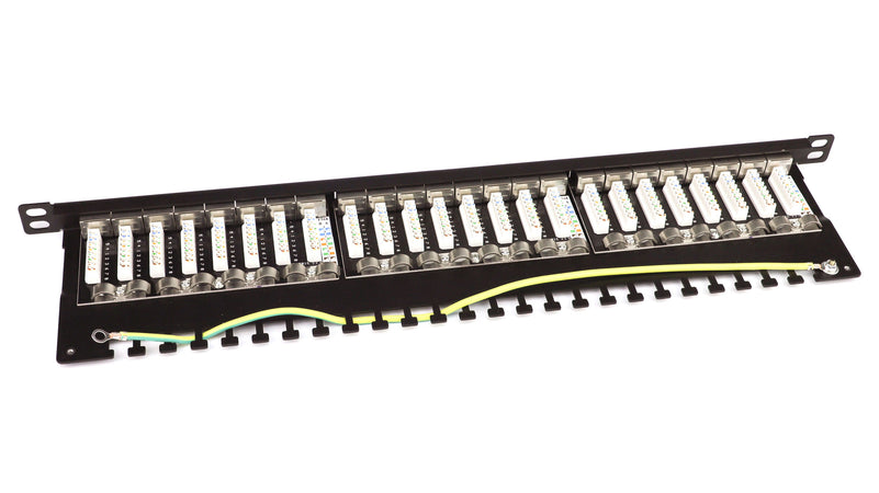 Pannello Patch STP 24 Posti RJ45 19'' 0.5U Cat.6 Nero