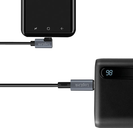 Cavo HighSpeed E-mark PD USB-C&trade Maschio Angolato/USB-C&trade Maschio Dritto 3 metri Nero