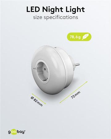 Luce Notturna a 3 LED Plug-In con Sensore Crepuscolare Bianco Freddo