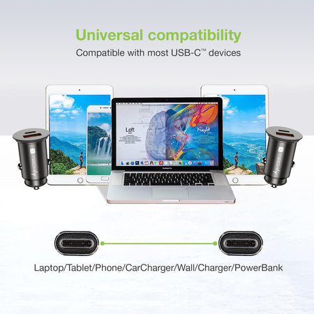 Cavo Corto Piatto USB-C&trade Maschio a USB-C&trade Maschio E-Mark Ricarica Rapida FPC 12.4 cm