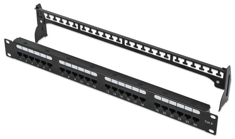 Pannello Patch UTP 24 Posti RJ45 Cat.6 con Barra Gestione Cavi