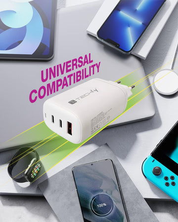 Caricatore Alimentatore 2 porte USB-C&trade e 1 USB-A da Muro 65W