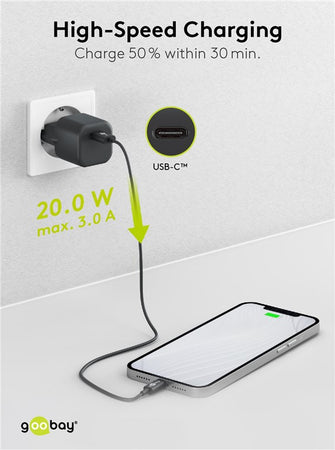 Alimentatore Caricatore Rapido USB-C&trade PD GaN Nano 20W 3A Nero