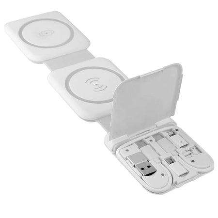 Stazione di Ricarica Wireless Qi Magnetica Pieghevole per Smartphone e Smartwatch