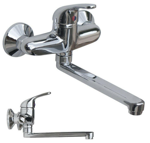 MISCELATORE RUBINETTO A MURO CROMATO INOX CUCINA CASA ACQUA NUOVO FER 138581