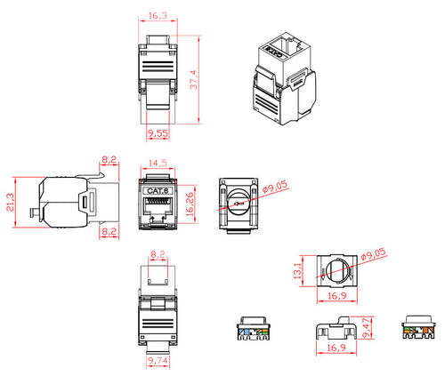 Frutto Keystone RJ45 UTP Cat.6 Tooless Bianco