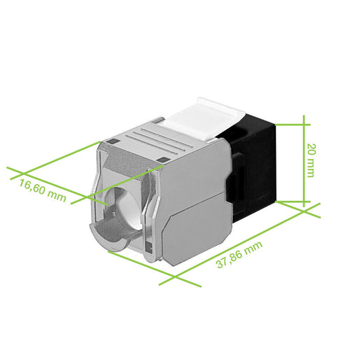 Frutto Keystone RJ45 Cat.6A UTP Tool-Free Nero Grigio