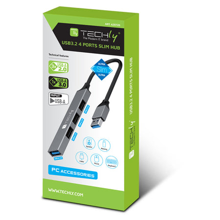 Hub USB-A 3.2 a 4 porte USB-A Slim in Metallo