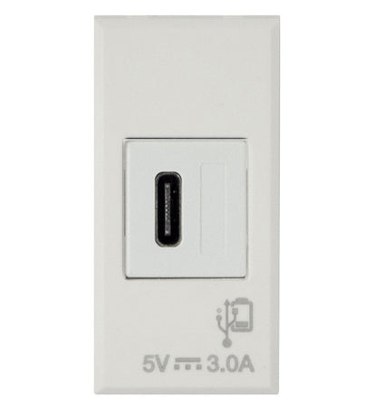 WHITEK S44 Caricatore USB-C&trade 3A 240V 1 Modulo Bianco Opaco, 446082USBC