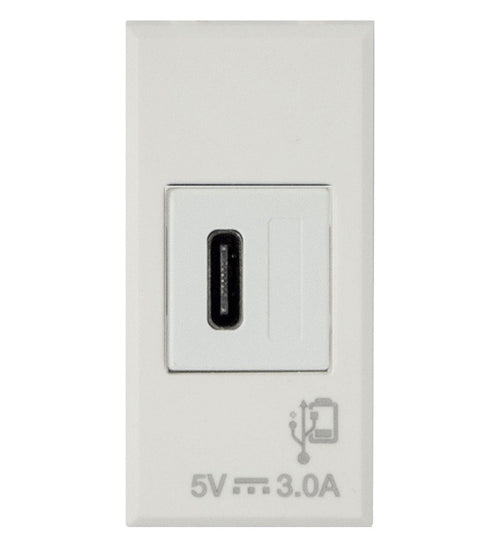 WHITEK S44 Caricatore USB-C&trade 3A 240V 1 Modulo Bianco Opaco, 446082USBC