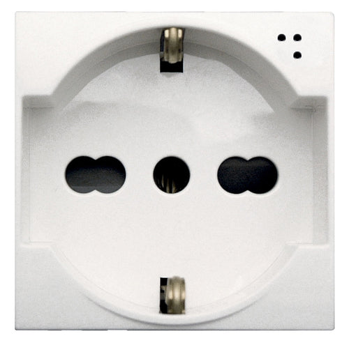 WHITEK S44 Presa Schuko Bipasso 2P+T 10/16A 250V Bianco Opaco, 446090/15TS