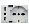 WHITEK S44 Presa Schuko Presa Italiana USB-A e USB-C&trade 2P+T 10/16A 250V 3 Moduli Bianco Opaco, 44609015USB