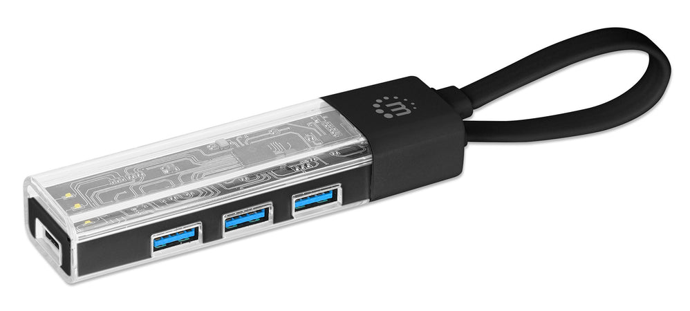 Hub Combo USB 3.0 USB-C&trade e USB-A 4 Porte Nero Trasparente